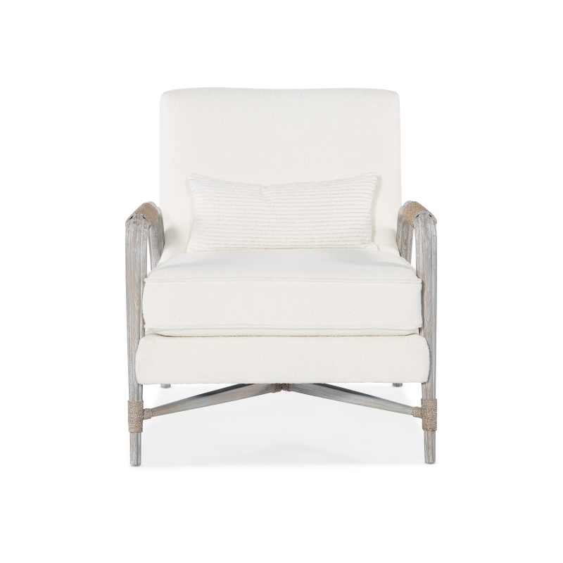 Bowery Hill Wood Fabric and Rope Accent Lounge Chair in White