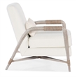 Bowery Hill Wood Fabric and Rope Accent Lounge Chair in White