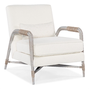 Bowery Hill Wood Fabric and Rope Accent Lounge Chair in White