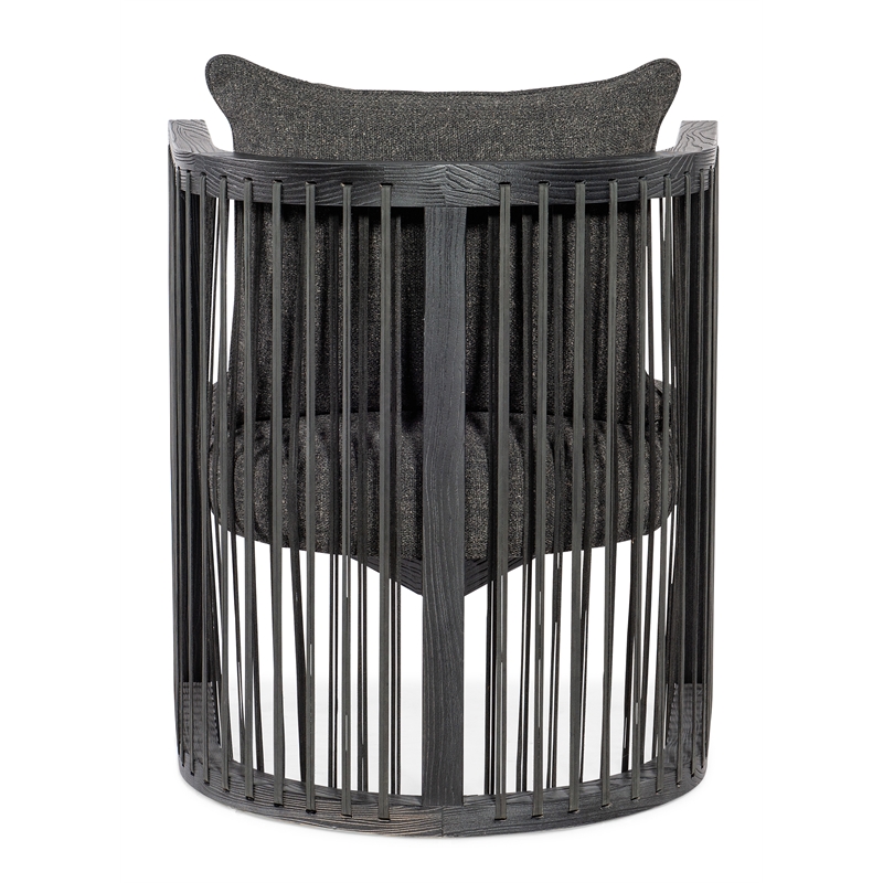 Bowery Hill Wilde Fabric and Leather Strapping Club Chair in Black