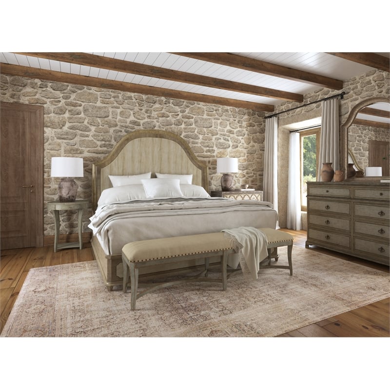 Bowery Hill Modern / Contemporary Wood King Panel Bed with Metal
