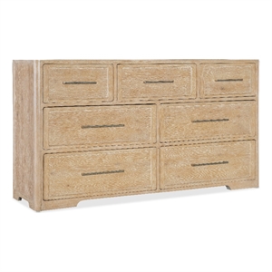 bowery hill modern / contemporary seven-drawer wood dresser in beige