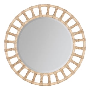 Bowery Hill Modern / Contemporary Wood Rattan Accent Mirror in Beige