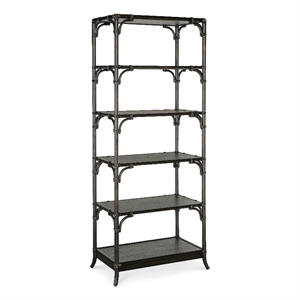 Bowery Hill Modern / Contemporary Rattan Wood Framed Bookcase in Black
