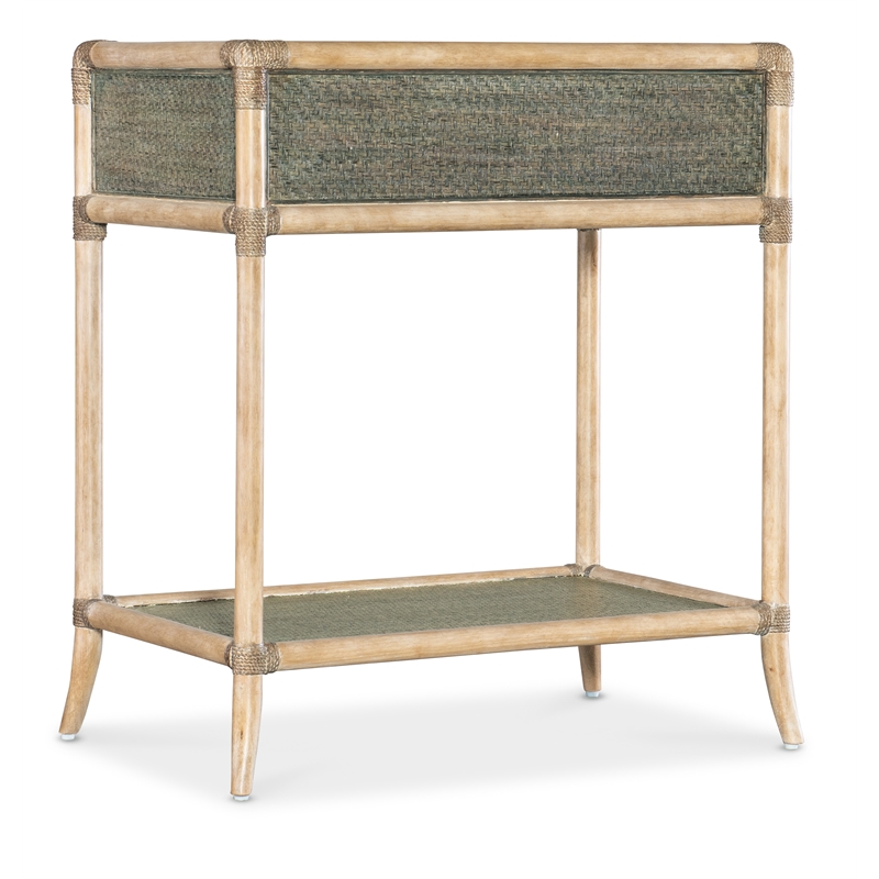 Bowery Hill Modern / Contemporary Wood Rattan Bedside Table in Beige