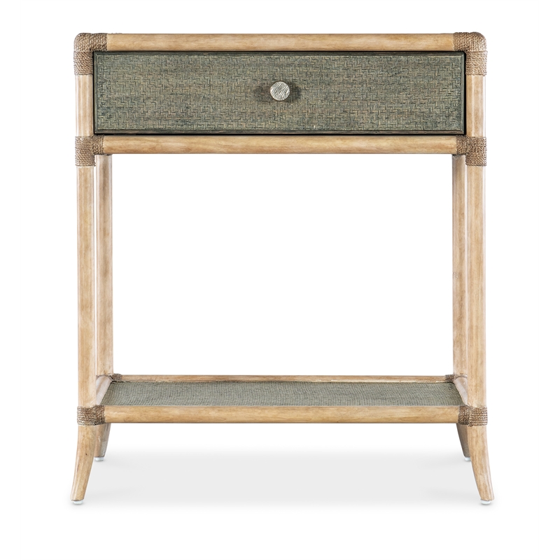Bowery Hill Modern / Contemporary Wood Rattan Bedside Table in Beige