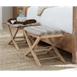 Bowery Hill Fabric Upholstered Camp Stool Bed Bench in Beige