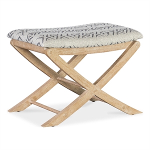 Bowery Hill Fabric Upholstered Camp Stool Bed Bench in Beige