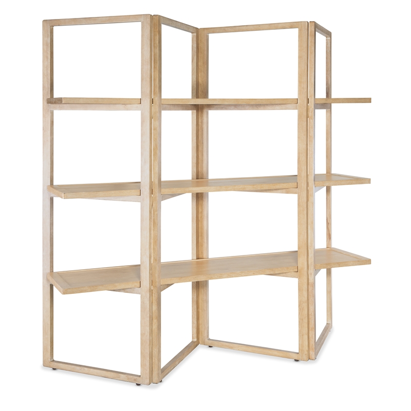 Bowery Hill Modern / Contemporary Folding Wood Framed Etagere in Beige
