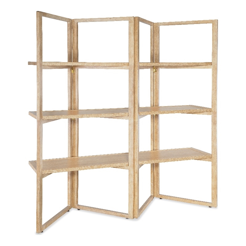 Bowery Hill Modern / Contemporary Folding Wood Framed Etagere in Beige