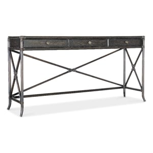 Bowery Hill Modern / Contemporary Rattan Wood Console in Black