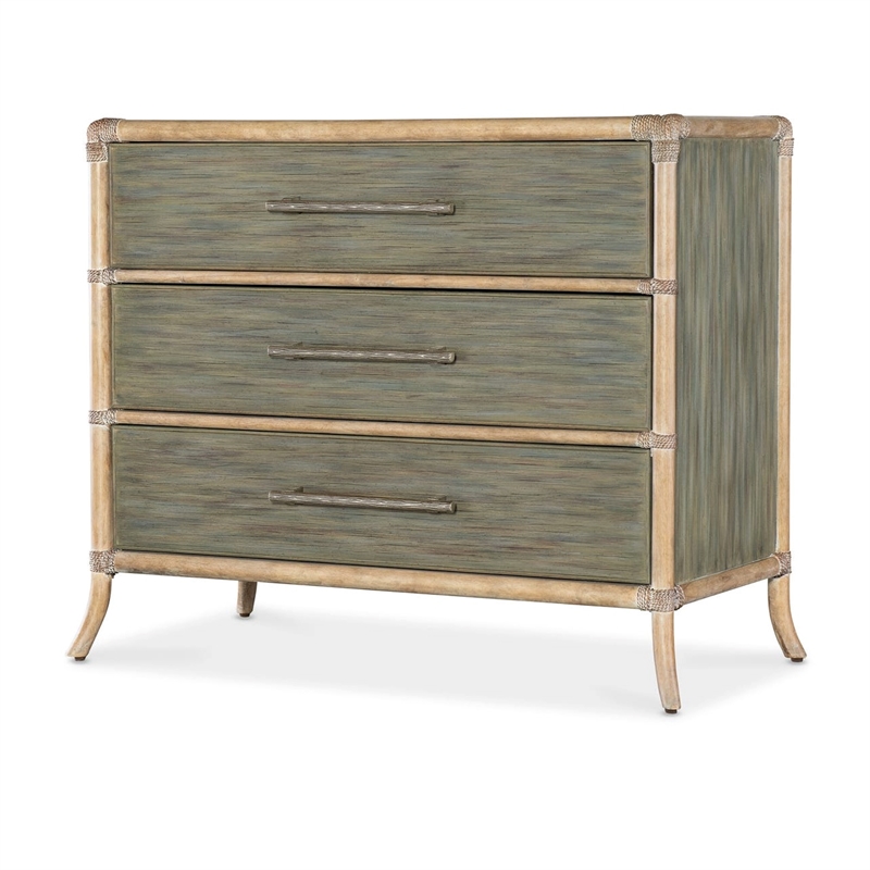 Bowery Hill Modern / Contemporary Rattan Chest in Seagrass Green/Pewter