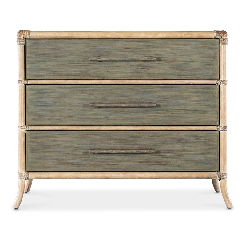 Bowery Hill Modern / Contemporary Rattan Chest in Seagrass Green/Pewter