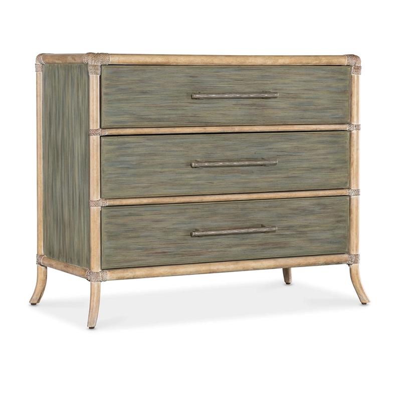 Bowery Hill Modern / Contemporary Rattan Chest in Seagrass Green/Pewter