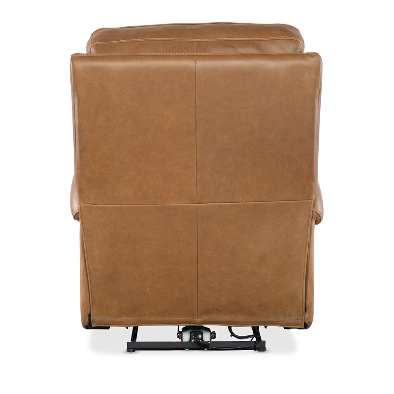 Bowery Hill Power Leather Recliner with Power Headrest in Brown