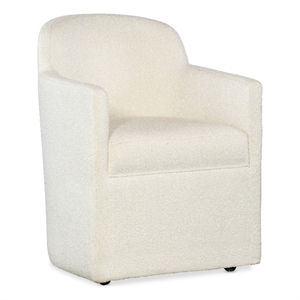 Bowery Hill Modern / Contemporary Fabric Arm Chair in White Finish