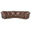 Bowery Hill 5-Piece Leather Sectional with Power Headrests in Brown