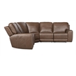 Bowery Hill 5-Piece Leather Sectional with Power Headrests in Brown