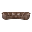 Bowery Hill 5-Piece Leather Sectional with Power Headrests in Brown