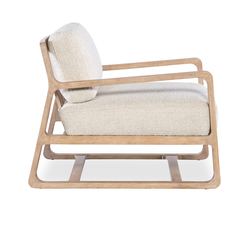 Bowery Hill Transitional Fabric/Wood Accent Chair in Beige Fabric