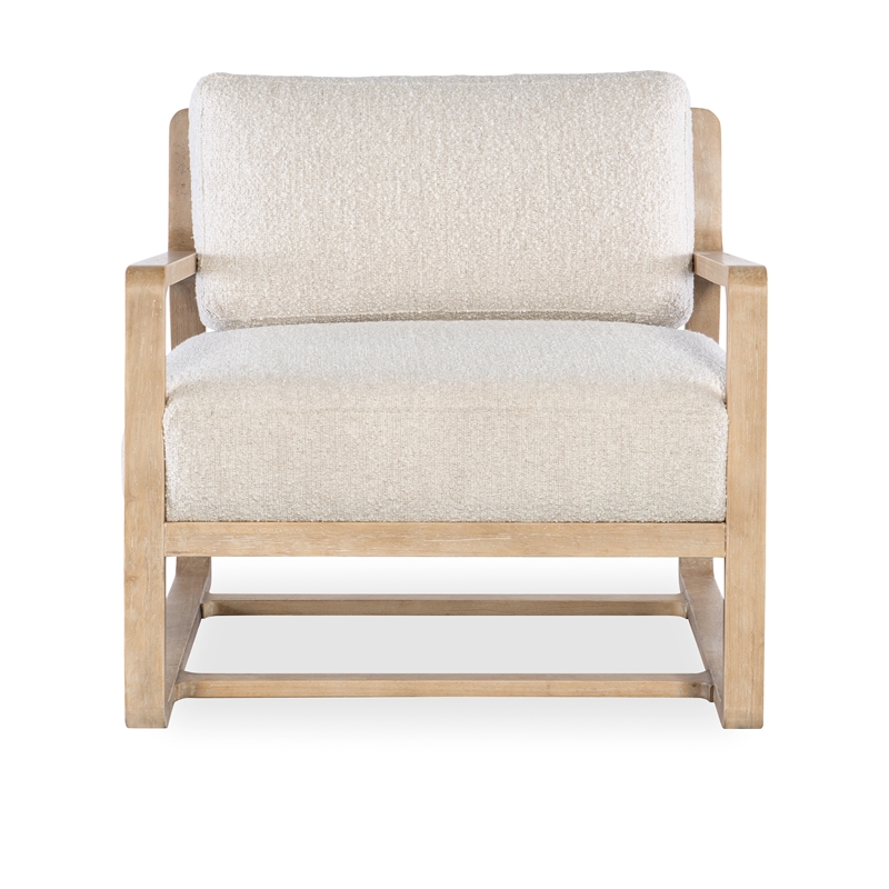 Bowery Hill Transitional Fabric/Wood Accent Chair in Beige Fabric