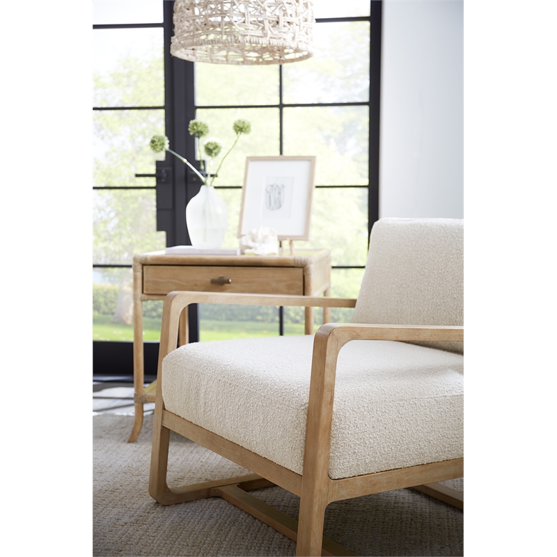 Bowery Hill Transitional Fabric/Wood Accent Chair in Beige Fabric