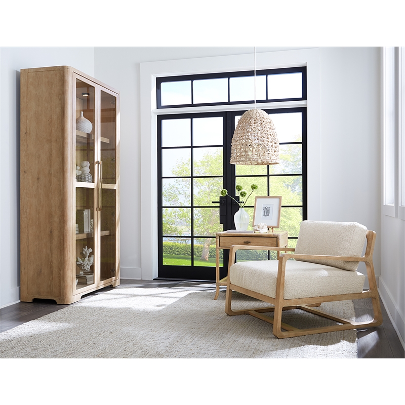 Bowery Hill Transitional Fabric/Wood Accent Chair in Beige Fabric