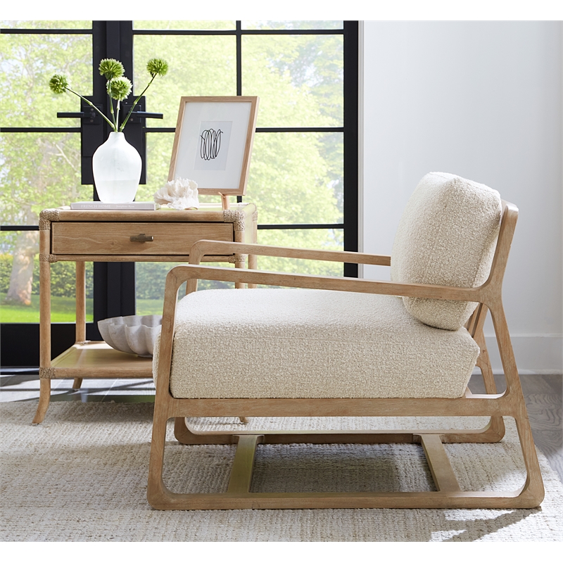 Bowery Hill Transitional Fabric/Wood Accent Chair in Beige Fabric