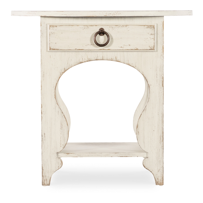 Bowery Hill Modern / Contemporary One-Drawer Wood Oval Nightstand in White