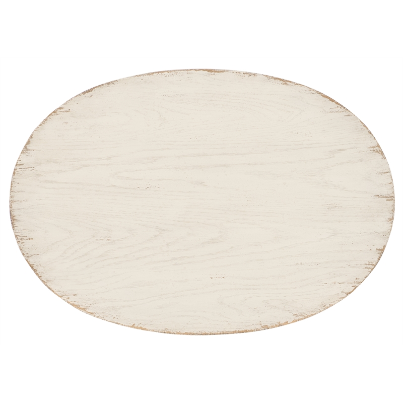 Bowery Hill Modern / Contemporary One-Drawer Wood Oval Nightstand in White