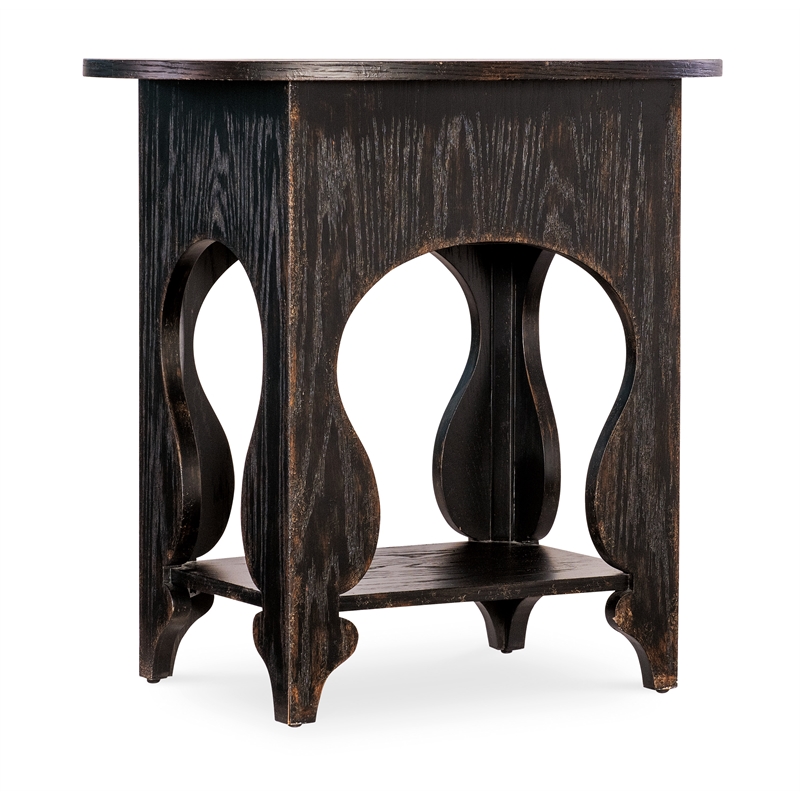 Bowery Hill Modern / Contemporary One-Drawer Oval Wood Nightstand in Black