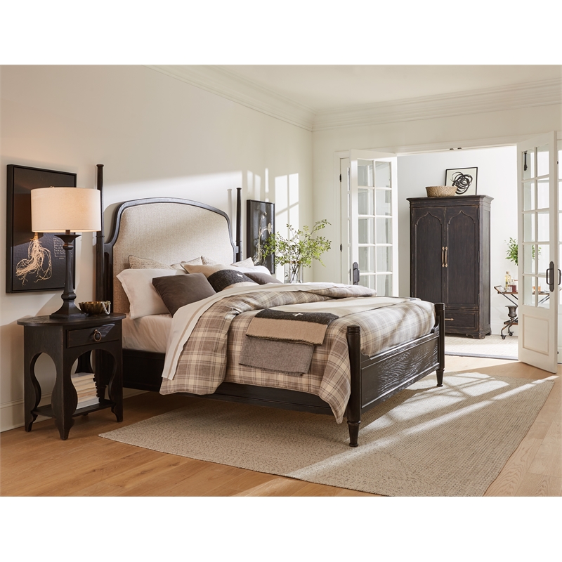 Bowery Hill Modern / Contemporary One-Drawer Oval Wood Nightstand in Black