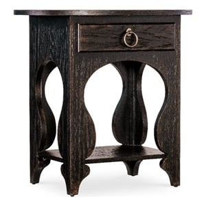 Bowery Hill Modern / Contemporary One-Drawer Oval Wood Nightstand in Black