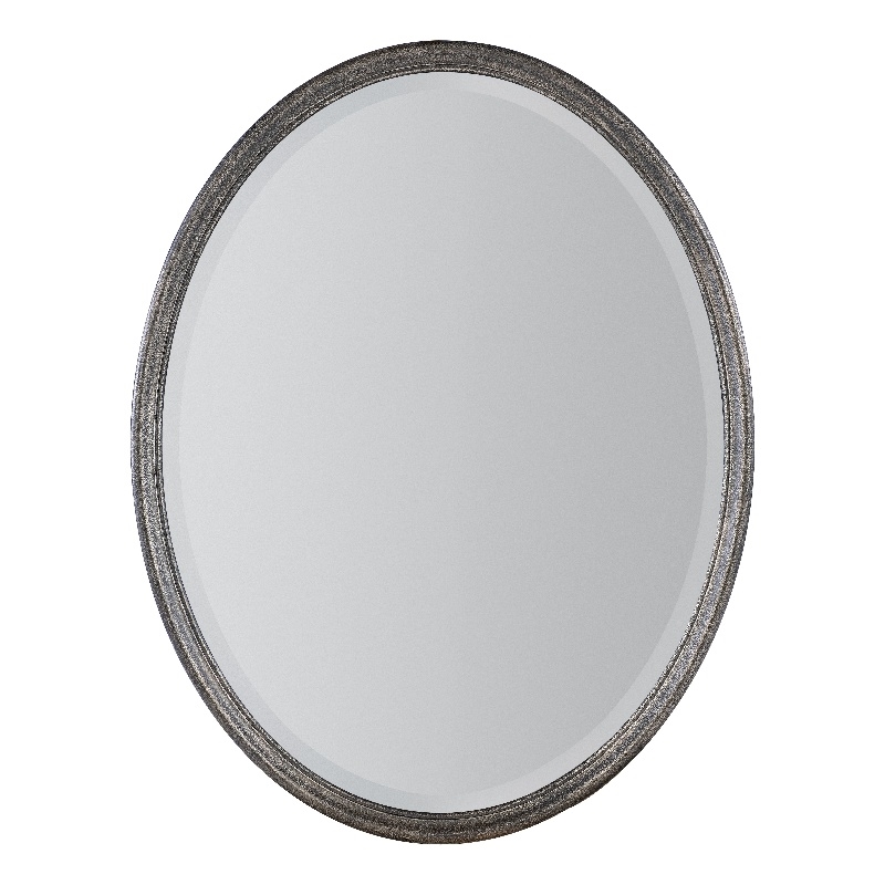 Bowery Hill Modern / Contemporary Oval Wood Framed Mirror in Black