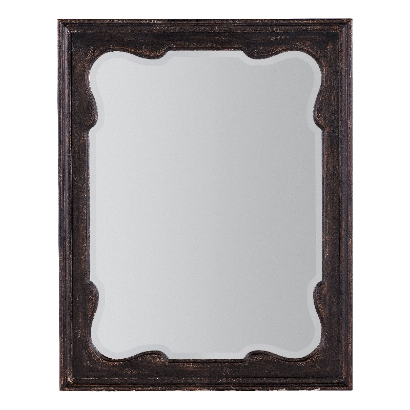 Bowery Hill Contemporary Wood Framed Landscape Mirror in Black Finish