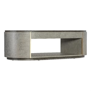 Bowery Hill Modern / Contemporary Leather Wrapped Coffee Table in Gray