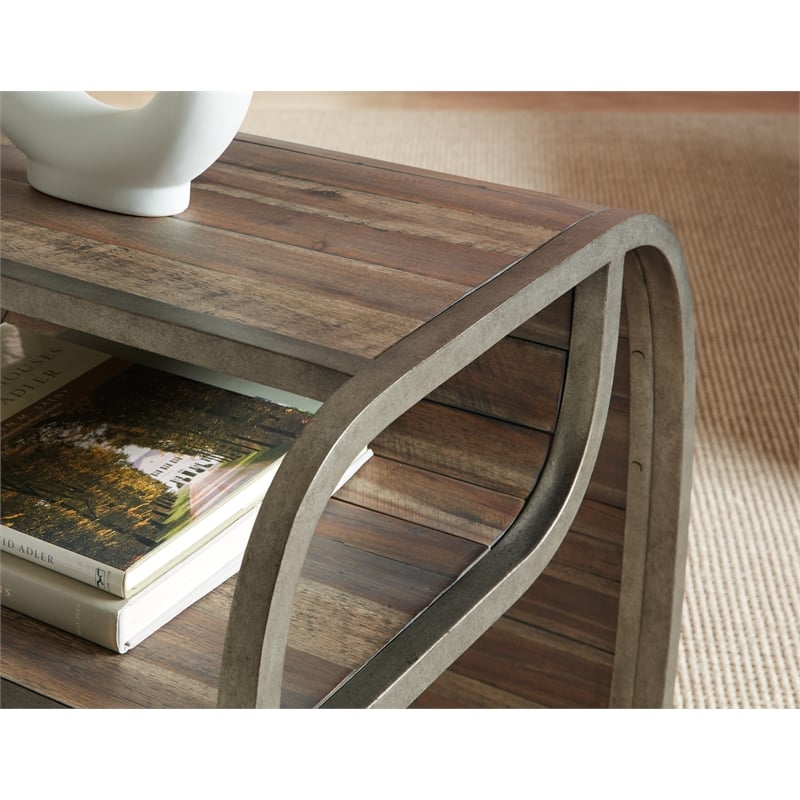 bowery hill modern / contemporary open ended metal end table in brown