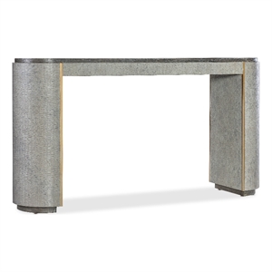 Bowery Hill Contemporary Leather Wrapped Console Table in Gray Finish