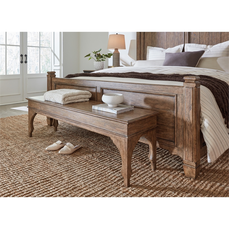 Bowery Hill Modern / Contemporary Wood Bed Bench in Brown Finish