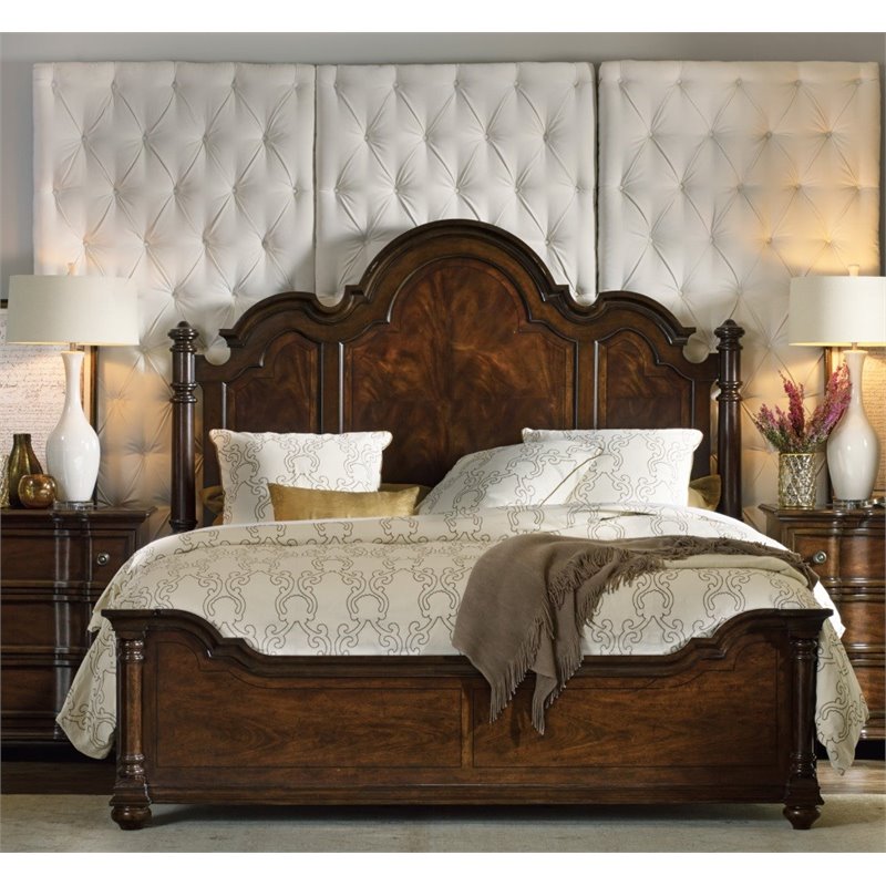Bowery Hill Modern / Contemporary King Poster Panel Bed in Mahogany