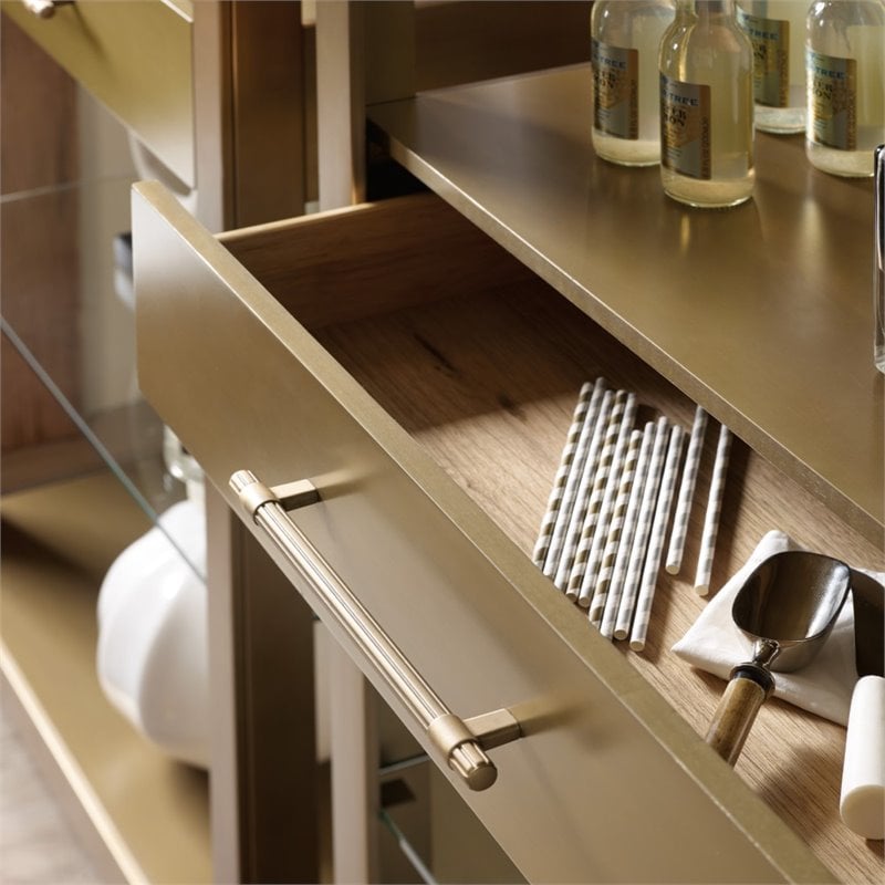 Bowery Hill Contemporary 5 Shelf Bunching Bookcase in Brushed Brass