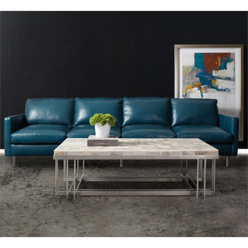 Bowery Hill Modern / Contemporary Onyx Top Coffee Table in Pewter