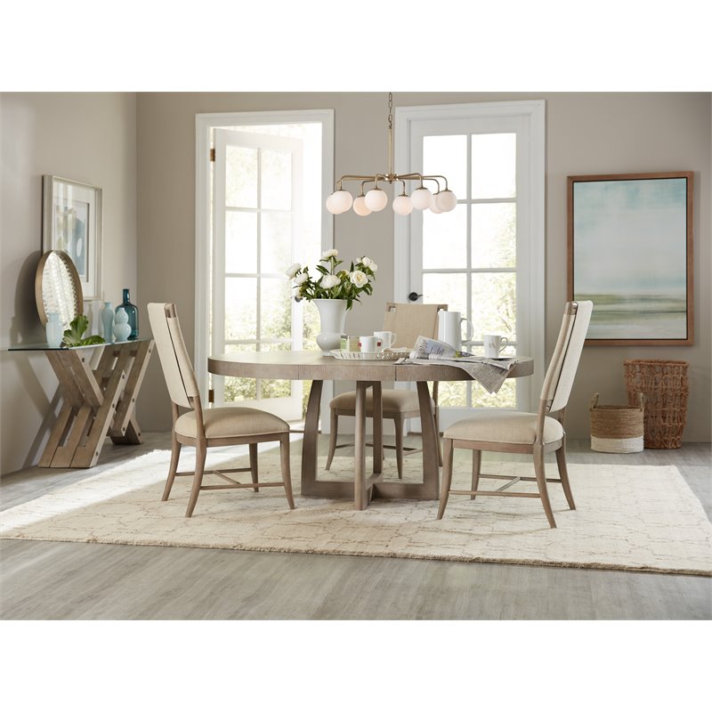 Bowery Hill 48 Inch Round Pedestal Dining Table in Gray Wood Finish