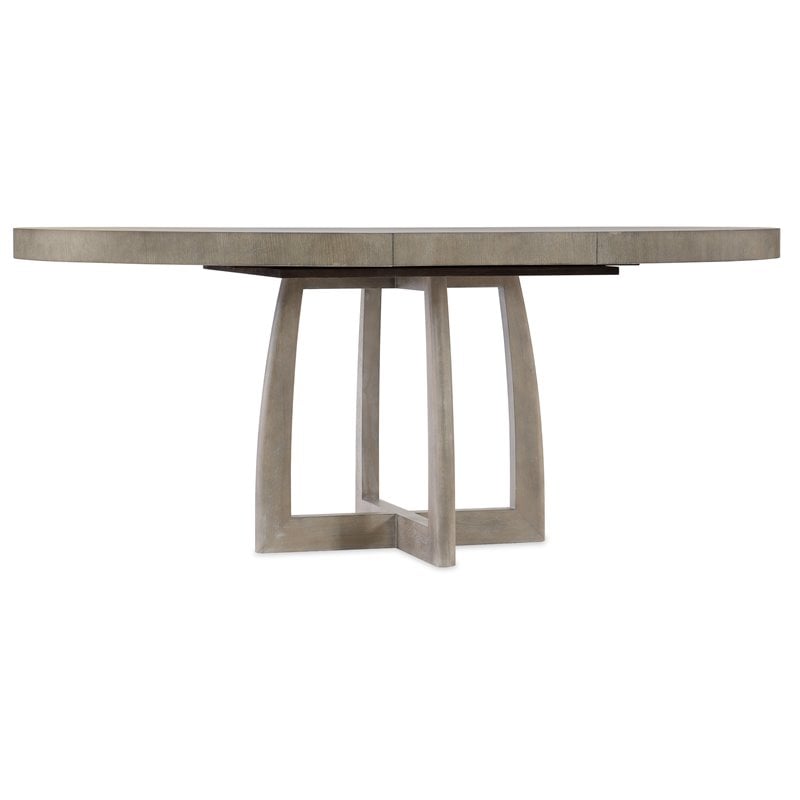 Bowery Hill 48 Inch Round Pedestal Dining Table in Gray Wood Finish