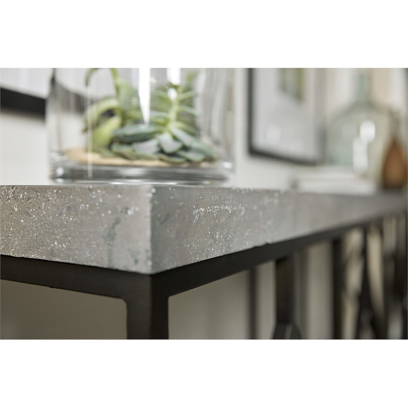 Bowery Hill Living Room Metal and Faux Concrete Console Table