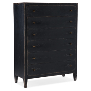 Bowery Hill Modern / Contemporary Bedroom Six-Drawer Chest- Black