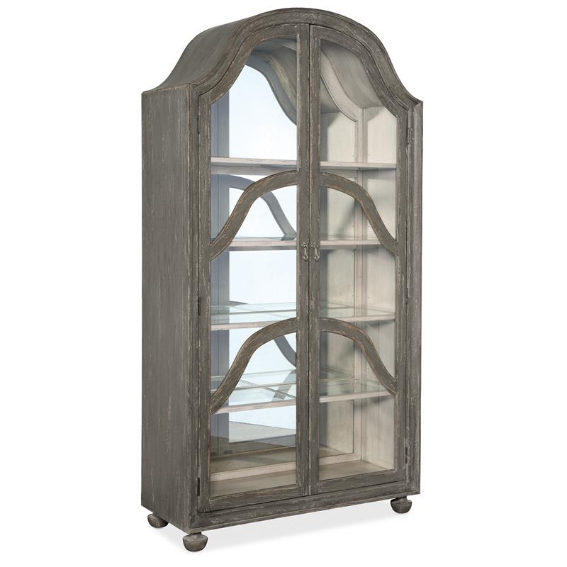 Bowery Hill Dining Room Display Cabinet in Dark Gray Wood Finish