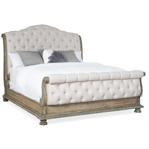 Bowery Hill Modern / Contemporary Bedroom King Tufted Bed in White Fabric