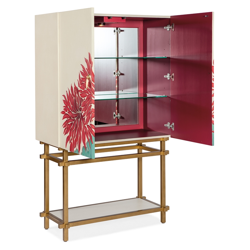 Bowery Hill Contemporary Dining Room Bar Cabinet in Multi-Color Fabric