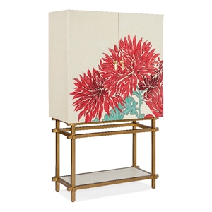 Bowery Hill Contemporary Dining Room Bar Cabinet in Multi-Color Fabric